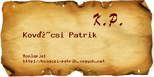 Kovácsi Patrik névjegykártya